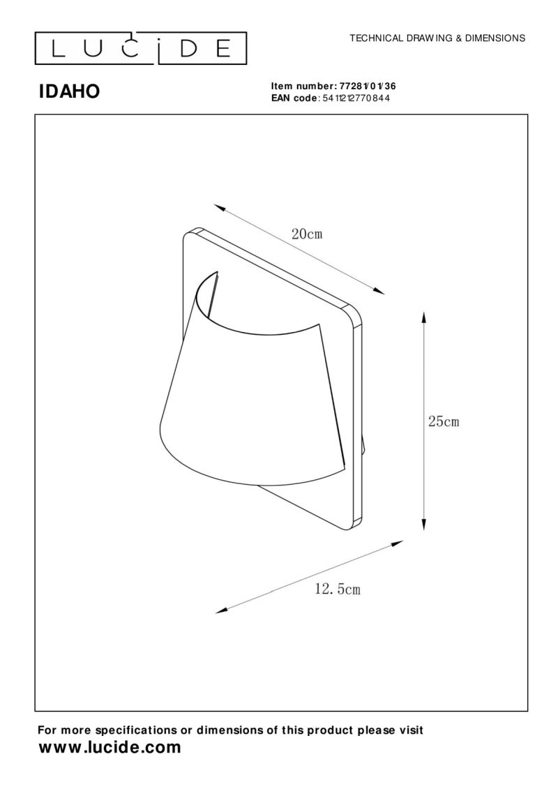 Lucide IDAHO - Nástenné svietidlo - 1xE14 - Šedé